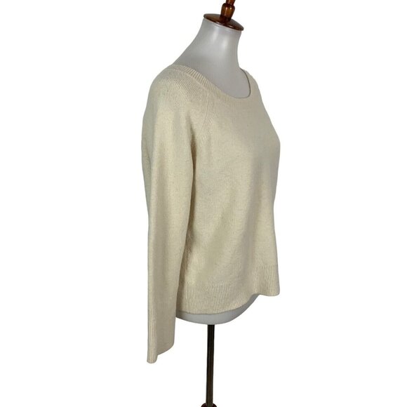 J Crew Wool Sweater Medium White Tie Back Pullover Minimalist Cozy - Picture 2 of 6